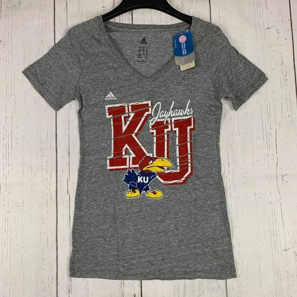 adidas Tops - Kansas Jayhawks NCAA Small Adidas Casual T-Shirt Gray‎ New Women